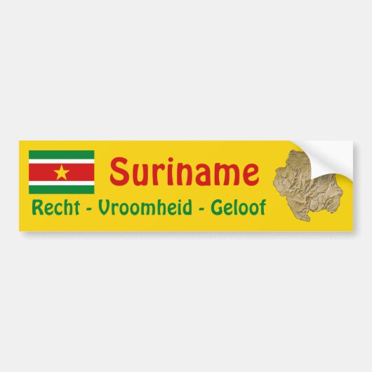 Suriname Flag en Map Bumpersticker (Voorkant)