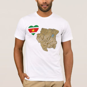 Suriname Flag Heart en Map T-Shirt