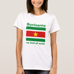 Suriname Flag + Map + Tekst T-Shirt