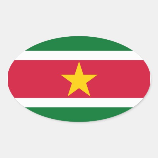 Suriname Flag Oval Sticker (Voorkant)