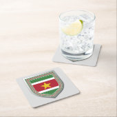 Suriname Flag Shield Vierkante Kartonnen Onderzetter (Insitu)