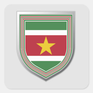 Suriname Flag Shield Vierkante Sticker