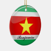 Suriname Glossy Round Flag Keramisch Ornament (Rechts)