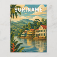 Suriname Illustratie Reis Kunst Vintage