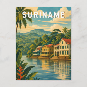 Suriname Illustratie Reis Kunst Vintage Briefkaart