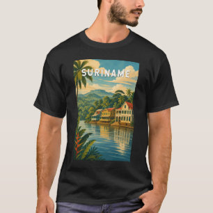 Suriname Illustratie Reis Kunst Vintage T-shirt