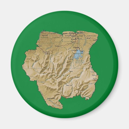 Suriname Kaartmagneet Magneet (Voorkant)