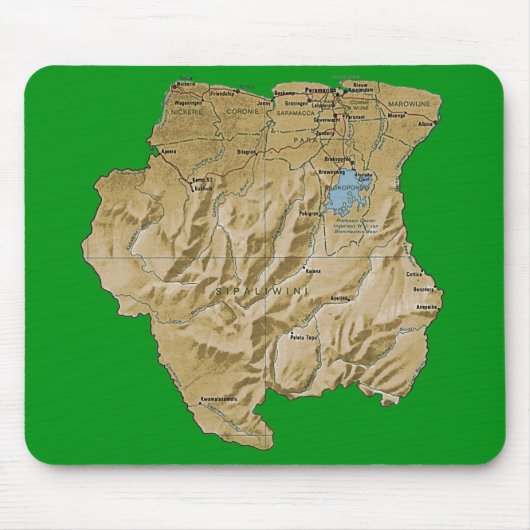 Suriname Map Mousepad Muismat (Voorkant)
