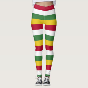 Suriname National Flag Colors Horizontal Striped Leggings