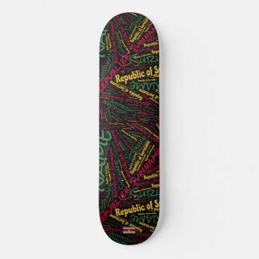 Suriname National Pride Wordcloud Skateboard (Voorkant)