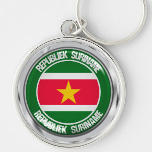 Suriname Round Emblem Sleutelhanger