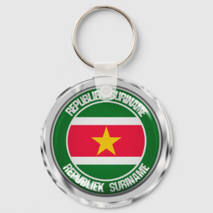 Suriname Round Emblem Sleutelhanger