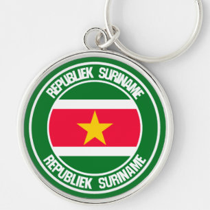 Suriname Round Emblem Sleutelhanger