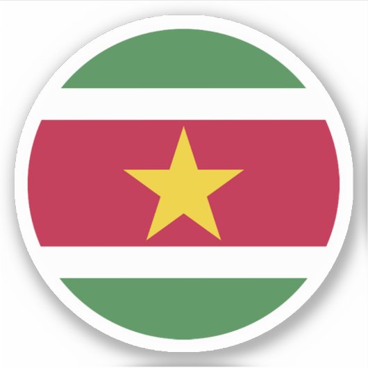 Suriname Vlag Ronde Sticker (Voorkant)