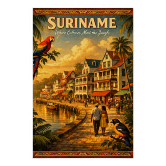 SURINAME – Waar Culturen de Jungle Ontmoeten Perfect Poster