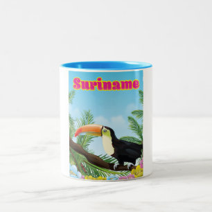 Suriname Zuid-Amerikaans paradijs reisposter Tweekleurige Koffiemok