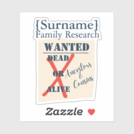 [Surname] Familie Onderzoek (Z Wanted Poster) Sticker