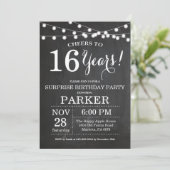 Surprise16th Birthday Invitation Chalkboard Kaart (Staand voorkant)