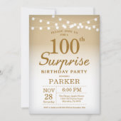 Surprise 100e anniversaire Invitation Or (Devant)