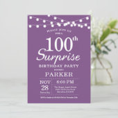 Surprise 100e anniversaire Invitation Purple Laven (Debout devant)