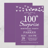 Surprise 100e anniversaire Invitation Purple Laven (Devant / Derrière)