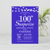 Surprise 100e anniversaire Invitation Royal Blue (Debout devant)