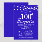 Surprise 100e anniversaire Invitation Royal Blue (Devant / Derrière)