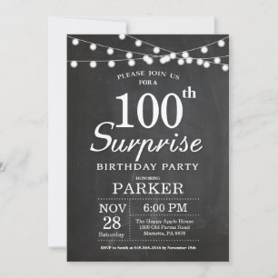 Surprise 100e anniversaire Invitation tableau de b