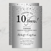 Surprise 10th Anniversary Party - Zilver Zwart Kaart (Voorkant / Achterkant)