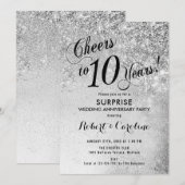 Surprise 10th Wedding Jubileum - Zilver Kaart (Voorkant / Achterkant)