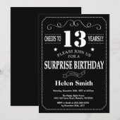 Surprise 13e anniversaire Invitation Chalkboard (Devant / Derrière)