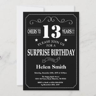 Surprise 13e anniversaire Invitation Chalkboard