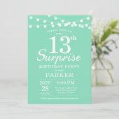 Surprise 13e anniversaire Invitation Mint Green (Debout devant)
