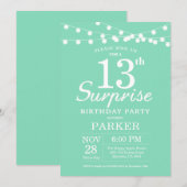 Surprise 13e anniversaire Invitation Mint Green (Devant / Derrière)