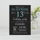 Surprise 13e anniversaire Invitation Noir et Turqu (Debout devant)