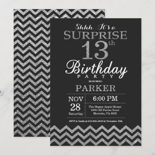 Surprise 13e anniversaire Invitation Parties scint