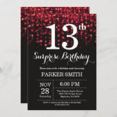 Surprise 13e anniversaire Invitation Parties scint (Devant / Derrière)