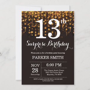 Surprise 13e anniversaire Invitation Parties scint