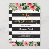 Surprise 15e anniversaire Invitation Ado Floral (Devant / Derrière)