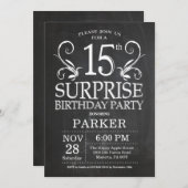 Surprise 15e anniversaire Invitation Chalkboard (Devant / Derrière)