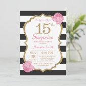 Surprise 15e anniversaire Invitation Pink Black Go (Debout devant)
