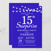Surprise 15e anniversaire Invitation Royal Blue (Devant / Derrière)