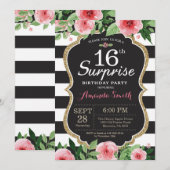 Surprise 16e anniversaire Invitation Femmes. Flora (Devant / Derrière)