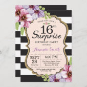 Surprise 16e anniversaire Invitation Floral Ado (Devant / Derrière)