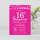 Surprise 16e anniversaire Invitation Hot Pink (Debout devant)