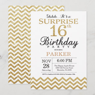 Surprise 16e anniversaire Invitation Parties scint