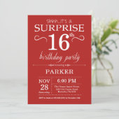 Surprise 16e anniversaire Invitation Rouge (Debout devant)