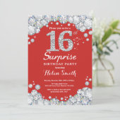Surprise 16e anniversaire Invitation Silver Diamon (Debout devant)