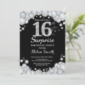 Surprise 16e anniversaire Invitation Silver Diamon (Debout devant)