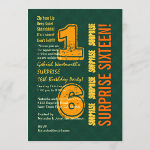 SURPRISE 16e Moderne Birthday Green en Gold W527 Kaart